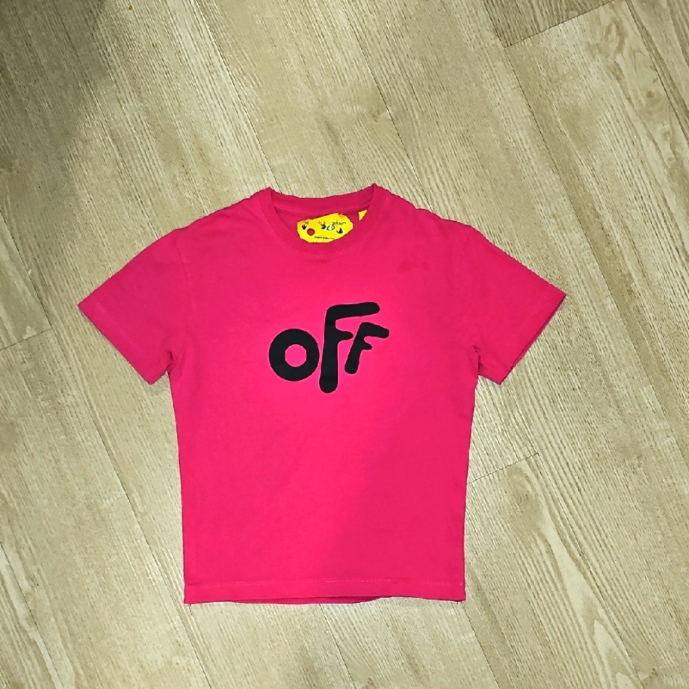 Off-White Pink and Black Short Sleeve Tee